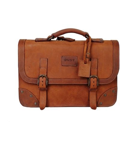 THE DUST COMPANY Leather Briefcase In Heritage Brown