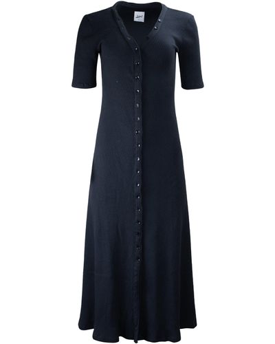 Lezat Erin Rib Button Up Maxi Dress - Blue