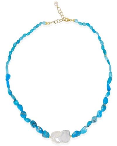 Vintouch Italy Azzurra Turquoise & Pearl Necklace - Blue