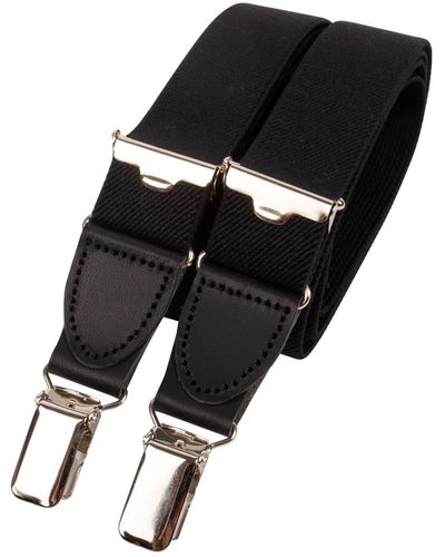 LE COLONEL Leather Skinny Braces - Black