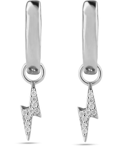 Zohreh V. Jewellery White Sapphire Lightning Bolt Hoop Earrings Sterling