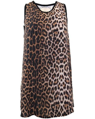 Theo the Label Kores Leopard Tank - Brown