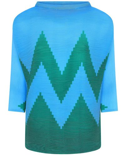 Beatrice von Tresckow Turquoise / Green Zig Zag Sweater - Blue