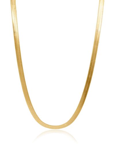 VIEA Antonette Flat Herringbone Chain Necklace - Metallic