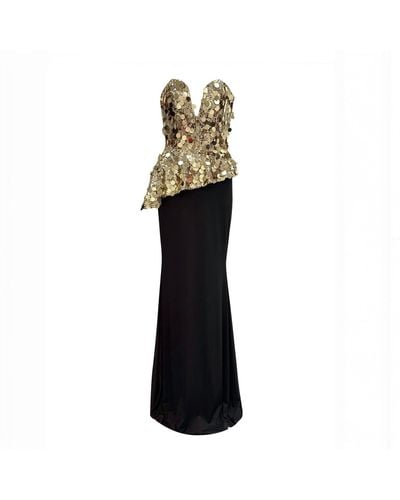 Meraki Official Gold Mirror Jersey Gown - Black