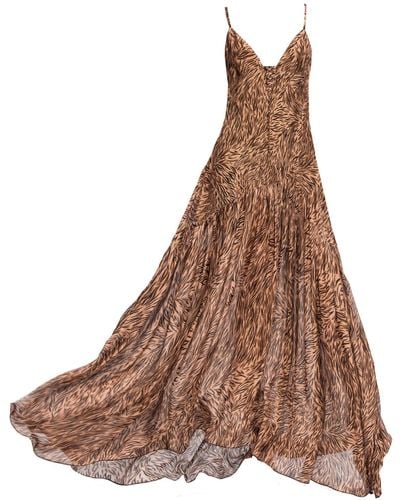 Angelika Jozefczyk / Neutrals Silk Summer Dress Animal Print - Brown