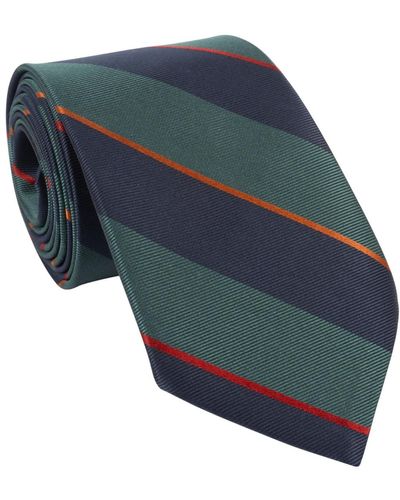 LE COLONEL Biella /navy Stripe Classic Silk Tie - Blue