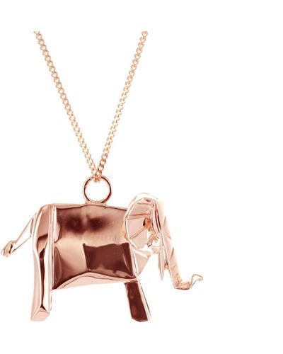 Origami Jewellery Elephant Necklace Pink Gold Plated - Multicolor