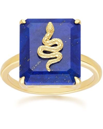 Gemondo Lapis Lazuli Snake Ring In Gold Plated Sterling Silver - Blue