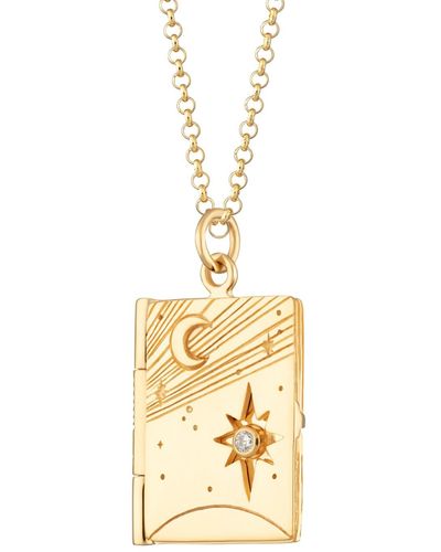 Lily Charmed Plated Celestial Locket Necklace - Metallic