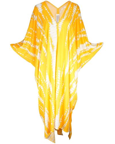 Jennafer Grace Yara Golden Tie Dye Caftan - Yellow