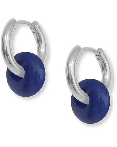 A Weathered Penny Blue Agate Hoops