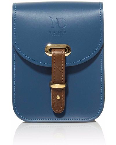 N'damus London Mini Elizabeth Leather Crossbody Satchel Bag - Blue