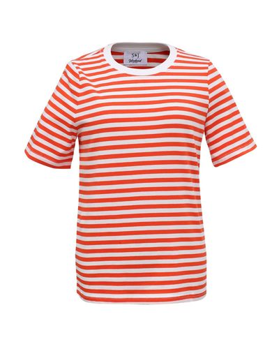 Smart and Joy Stripes Cotton T-shirt - Red
