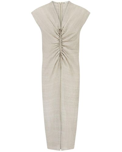 The Summer Edit Neutrals Remi Luxe Linen Drawstring Dress - Natural