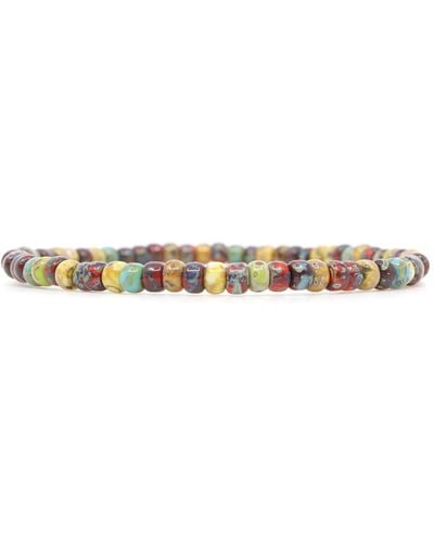 Shar Oke Yellow, Red & Turquoise Czech Picasso Beaded Bracelet - Natural