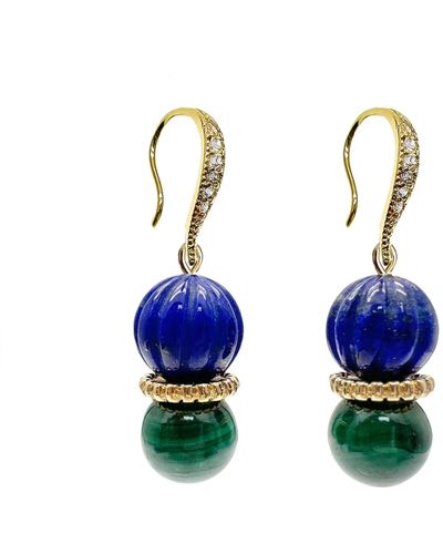 Farra Lapis With Green Malachite Colour Matching Earrings - Blue