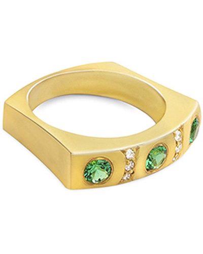 LORA Emerald Diamong Gold Ring - Yellow