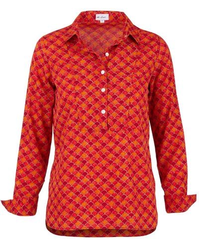 At Last Soho Shirt In Orange Scallop - Red