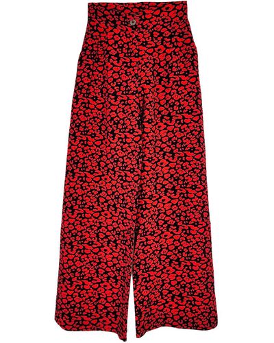 L2R THE LABEL Wide-leg Trousers - Red