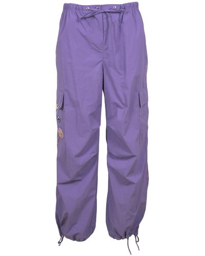Lalipop Design Relaxed Fit Lilac Parachute Cargo Pants - Purple