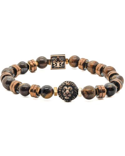 Ebru Jewelry Lion Tiger Eye Beaded Bracelet - Brown