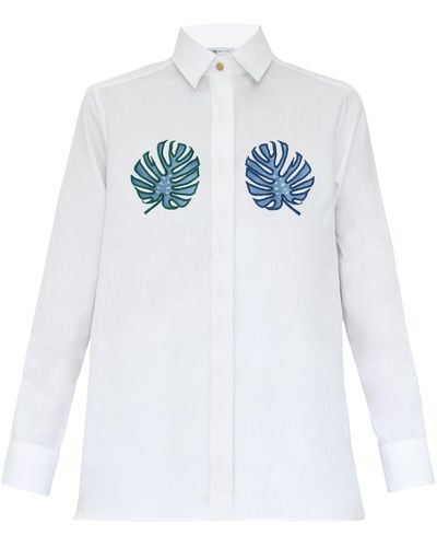 My Pair Of Jeans Tropical Embroidered Shirt - Blue
