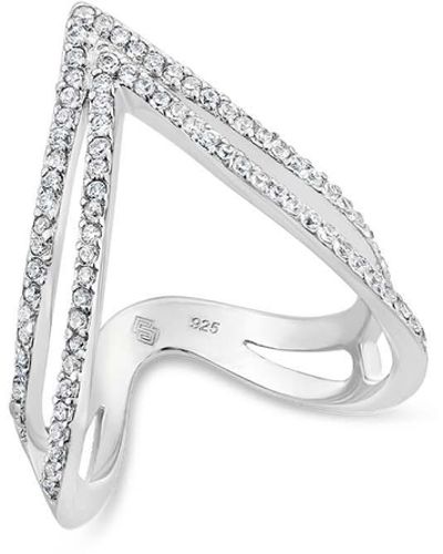 SALLY SKOUFIS Pivot Ring With Made White Diamonds In Sterling Silver - Metallic
