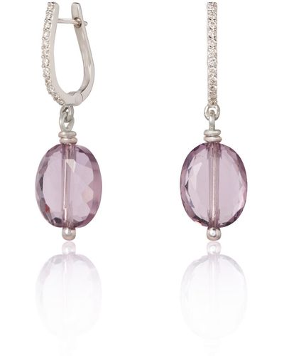Kaizarin Dazzling Diamond Amethyst Drop Earrings - Pink