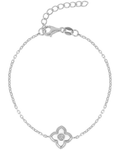 Spero London White Enamel Clover Bracelet Sterling - Metallic