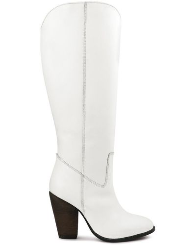 Rag & Co Great-storm Leather Calf Boots - White