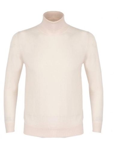 DAVID WEJ Neutrals Dixon Light Wool Roll Neck Sweater – Cream - White