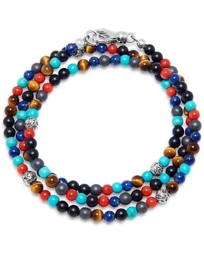 Nialaya The Mykonos Collection Turquoise, Red Glass Beads, Blue Lapis, Hematite, And Onyx