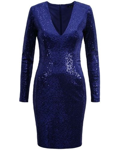 VIKIGLOW Albertine Cobalt Sequine Mini Bodycon Dress - Blue
