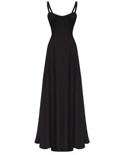 Lily Phellera Nora Strap Maxi Dress With Open Back In Midnight - Black