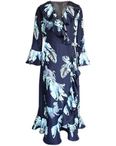 CASSANDRA HONE Silk Wrap Dress - Blue