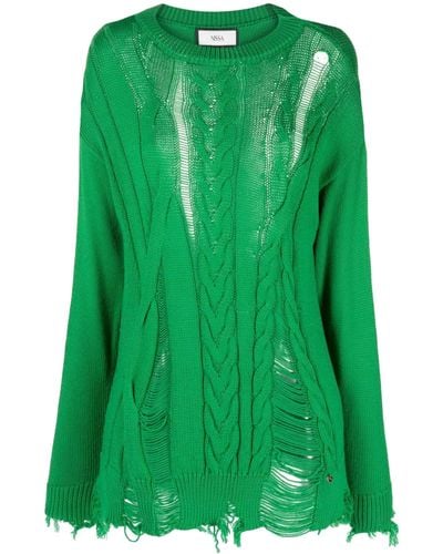Nissa Wool Open Knit Sweater - Green