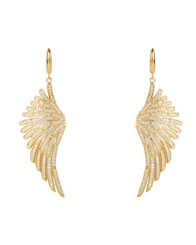 LÁTELITA London Angel Wing Drop Earrings Gold White - Multicolor