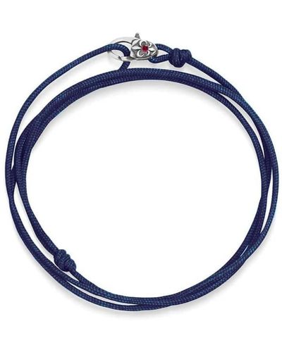Nialaya Navy Wrap-around String Bracelet With Sterling Silver Lock - Blue