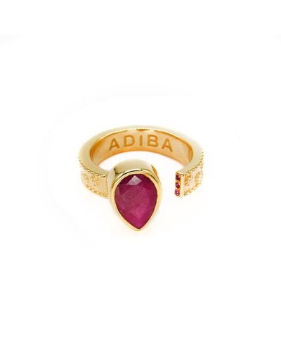 ADIBA Resizable Gold Ruby Vermeil Ring - Metallic
