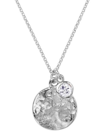 Dower & Hall S Hammered Disc & White Topaz Array Pendant In