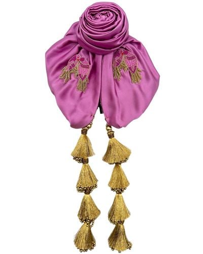 Julia Clancey Edith Love Birds Lilac Silk Dorado Turban - Purple