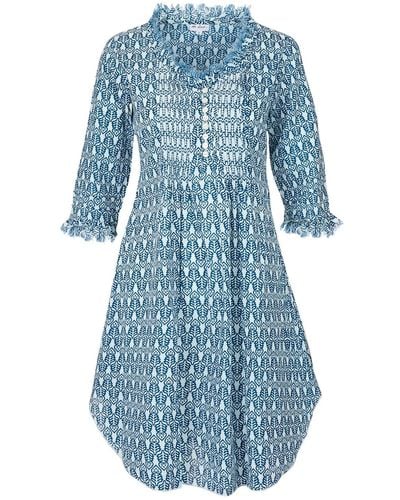 At Last Annabel Cotton Tunic In Fresh Navy & White - Blue