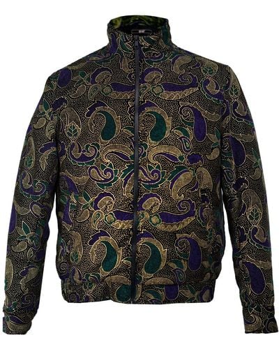 DAVID WEJ Kensington Handmade Paisley Embroidery Jacket – Purple & Green - Black
