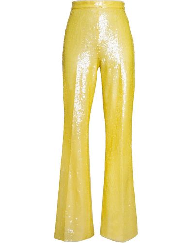 Diana Arno Lisa Flared Sequin Pants - Yellow
