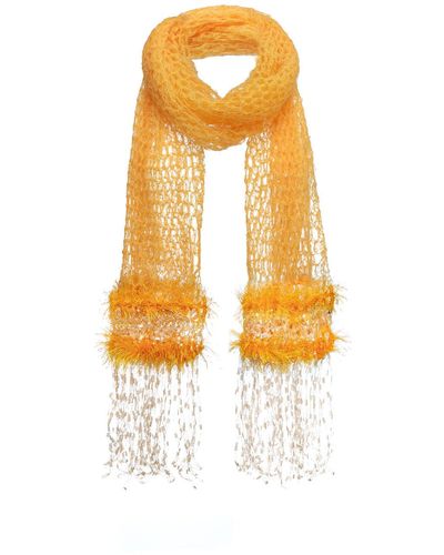 Andreeva Yellow Cashmere Handmade Knit Scarf - Metallic