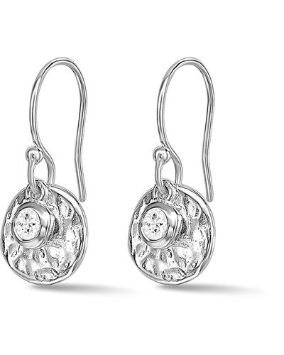 Dower & Hall Hammered Disc & White Sapphire Array Earrings In - Metallic