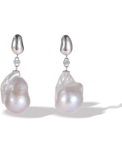Classicharms Doris Sterling Natural Baroque Pearl Drop Earrings - White