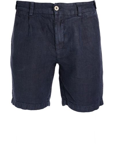 Haris Cotton Linen Bermuda Shorts- Marine - Blue
