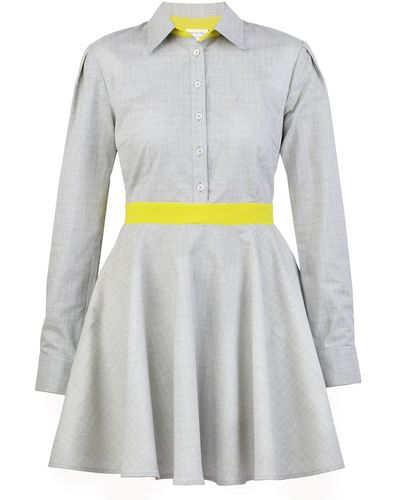blonde gone rogue Relove Shirt Dress In Gray And Lime Green